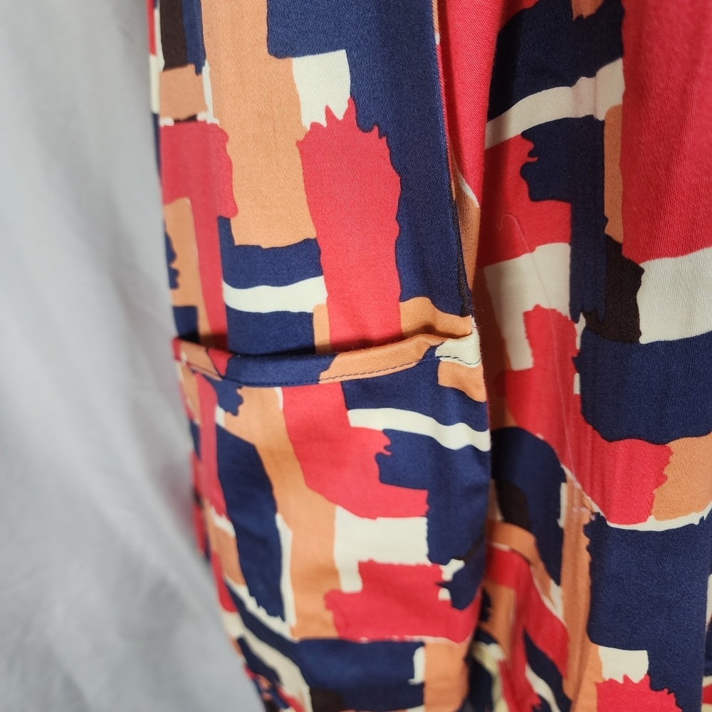 NEW DIRECTIONS Size 6 Colorful Cotton Stretch Fit & Flare Halter Dress w/pockets - Picture 9 of 11